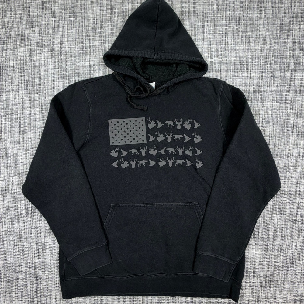 Columbia Mens PHG Game Flag II Hoodie Black Gray Wildlife Hunting Sweatshirt M